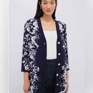 Tuckernuck Indigo Reflection Knit Jacquard Liv Cardigan NWT